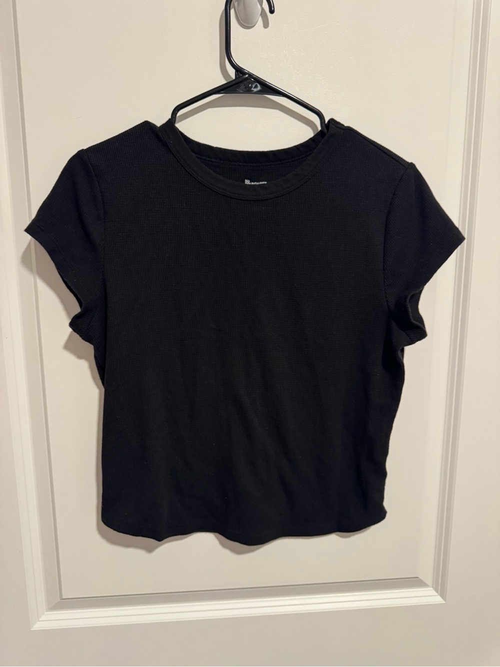 No Boundaries Black Waffle Crewneck Short Sleeve Tee